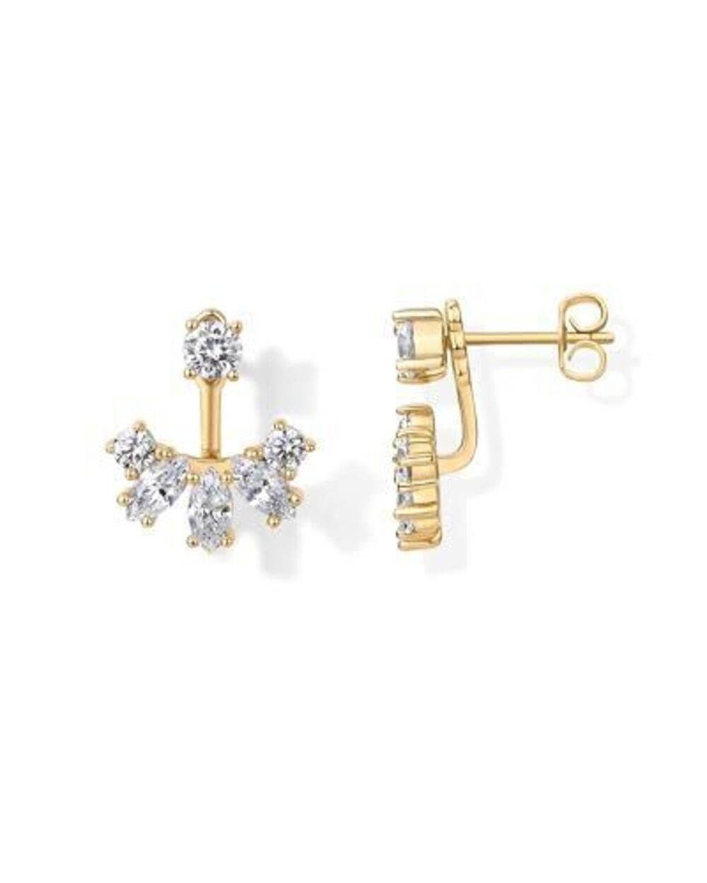 4740 18K Yellow Gold Plated 925 Sterling Silver Posts Cubic Zirconia Ear